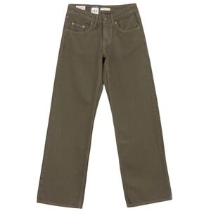 Levis Low Loose Womens Jeans 26 x 32 Olive Green Relaxed Straight Leg New